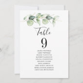 ユーカリのグリーン テーブルナンバー9 ウェディング シーティング 招待状 (正面)