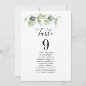 ユーカリのグリーン テーブルナンバー9 ウェディング シーティング 招待状 (裏面)