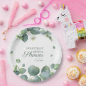 ユーカリのグリーン ブライダルシャワー 水彩 ペーパープレート (パーティー)