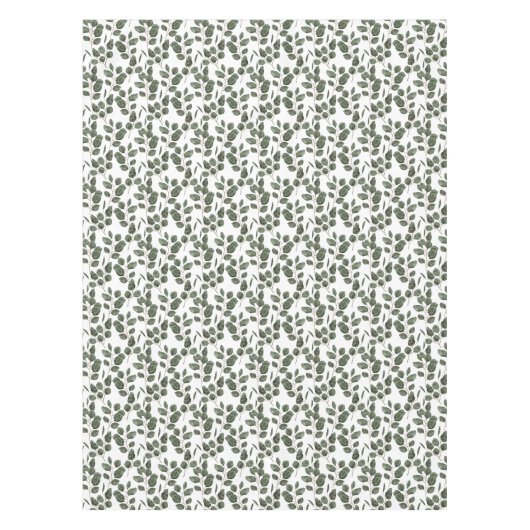 ユーカリのグリーン ボタニカル おしゃれな グリーン ホワイト テーブルクロス (正面)