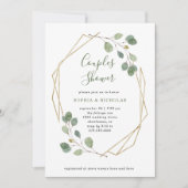ユーカリのグリーン | 幾何学的なカップルシャワー 招待状 (正面)