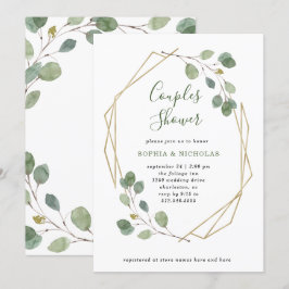 ユーカリのグリーン | 幾何学的なカップルシャワー 招待状