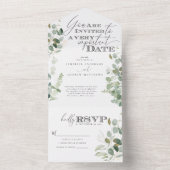 ユーカリのグリーン 水彩 オールインワン招待状 (内側)