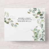 ユーカリのグリーン 水彩 オールインワン招待状 (裏面)