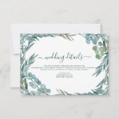 ユーカリのグリーン 水彩 結婚式 詳細 招待状 (正面)