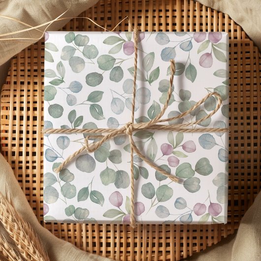 ユーカリのグリーン 水彩 sage green ラッピングペーパー