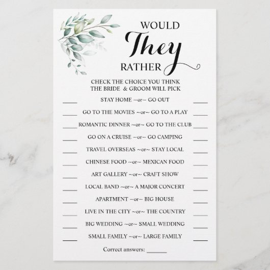 ユーカリのシャワーゲームカードか チラシ (正面)