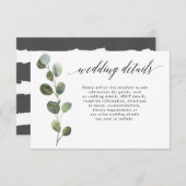 ユーカリのシンプルな白黒結婚式の詳細 エンクロージャーカード (正面/裏面)