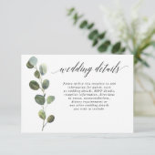 ユーカリのシンプルな白黒結婚式の詳細 エンクロージャーカード (スタンド正面)