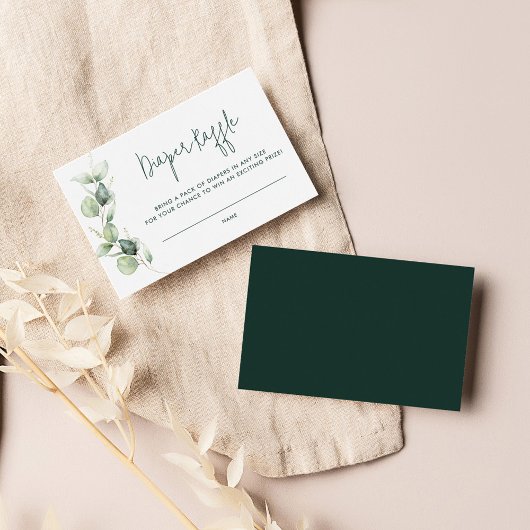 ユーカリのスクリプト赤ちゃんシャワーおむつラッフル エンクロージャーカード