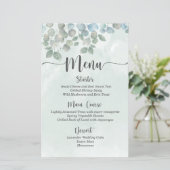 ユーカリのセージ緑の水の色結婚のメニュー (スタンド正面)