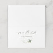 ユーカリのセージ緑の金ゴールド結婚式の日付を保存 プレイスカード (外部開封)