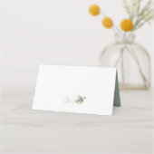 ユーカリのセージ緑の金ゴールド結婚式の日付pを保存 プレイスカード (裏面)