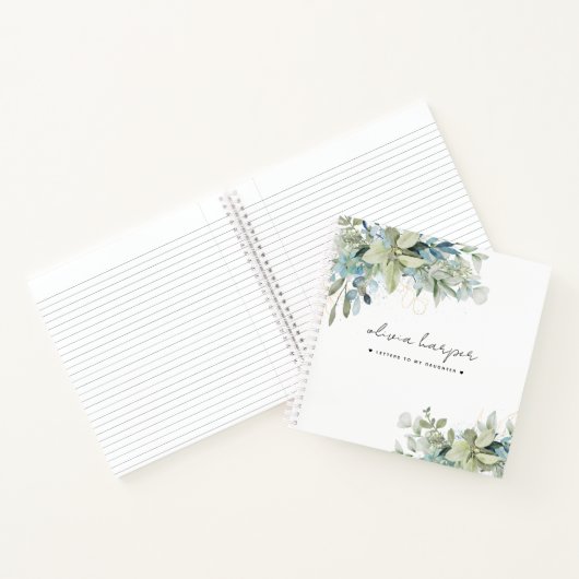 ユーカリのセージ青い文字に私の娘の記憶 ノートブック (内部)