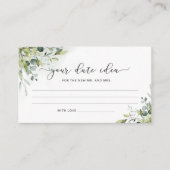 ユーカリのデート夜のアイデア。デートジャーのアイデア エンクロージャーカード (正面)