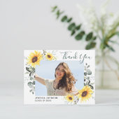 ユーカリのヒマワリ写真卒業ありがとう ポストカード (スタンド正面)