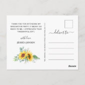 ユーカリのヒマワリ写真卒業ありがとう ポストカード (裏面)