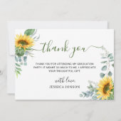 ユーカリのヒマワリ素朴写真卒業  サンキューカード (裏面)