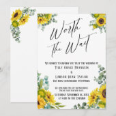 ユーカリのヒマワリ結婚が待つカード 招待状 (正面/裏面)