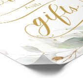 ユーカリのフェイク緑の金ゴールド本とギフトのサイン ポスター (角)