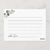 ユーカリのブライダルシャワーのデートナイトアイデアカード ポストカード (裏面)