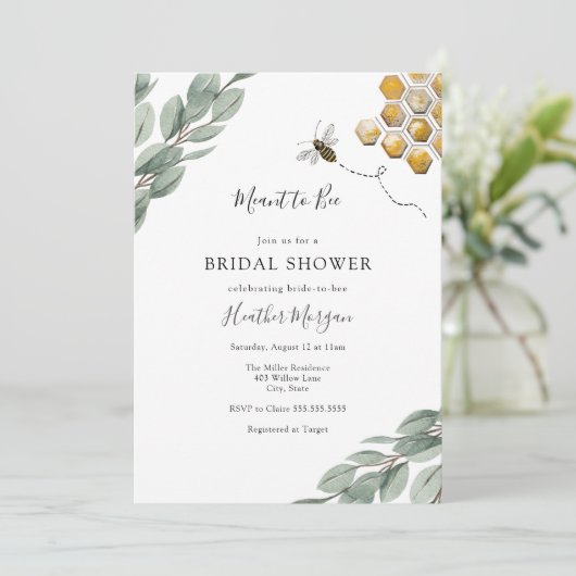 ユーカリのブライダルシャワーへの招待を意味する 招待状 (スタンド正面)