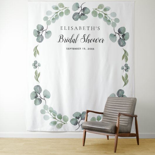 ユーカリのブライダルシャワー フォトブース プロップ背景ボード タペストリー (インサイチュ)