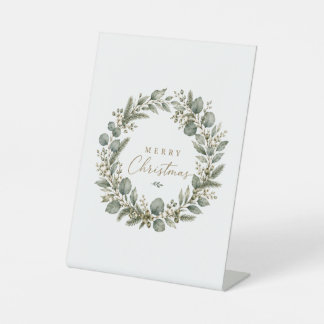 ユーカリのボタニカルなスタンド看板(エレガントなデザイン) 台座サイン