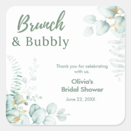 ユーカリのボタニカルなブライドルシャワー Brunch & Bubbly スクエアシール
