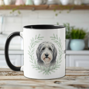 ユーカリのリース ボーダーコリー 犬のモノグラム マグカップ