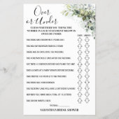 ユーカリの上または下のブライダルシャワーゲームカード チラシ (正面)