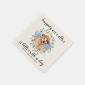 ユーカリの写真の後で幸カスタム福に結婚なる スタンダードカクテルナプキン (角)