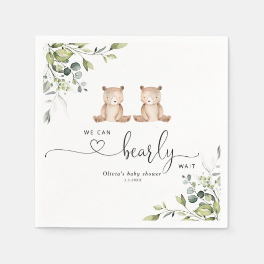 ユーカリの双子は赤ちゃんシャワーを持つ スタンダードカクテルナプキン (正面)