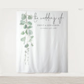 ユーカリの名前と日付 結婚式 フォトバック タペストリー (正面)