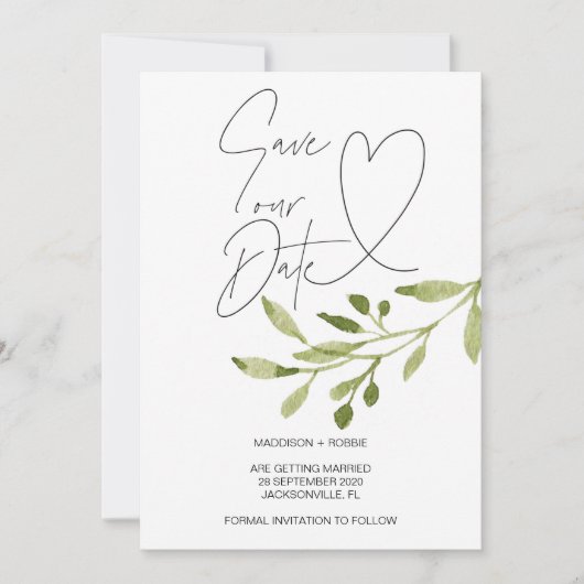 ユーカリの夏の結婚式 Save the Date 招待状 (正面)