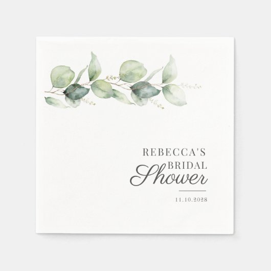 ユーカリの多肉植物 ボタニカル ブライダルシャワー スタンダードカクテルナプキン (正面)