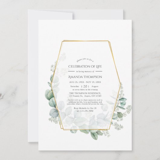 ユーカリの幾何学的お祝いの写真 招待状 (正面)