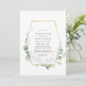 ユーカリの幾何学的お祝いの写真 招待状 (スタンド正面)