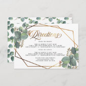 ユーカリの幾何学的なフレーム ゴールドの結婚式の詳細 招待状 (正面/裏面)