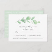 ユーカリの庭の水色RSVPカード 出欠カード (正面/裏面)