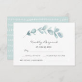 ユーカリの庭の水色RSVPカード 出欠カード (正面/裏面)