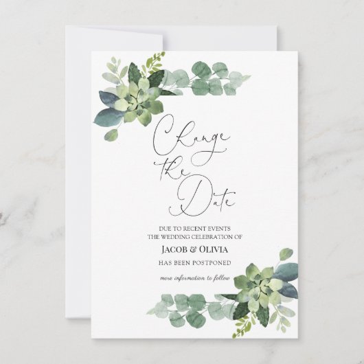 ユーカリの延期結婚式のお知らせ 招待状 (正面)