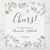 ユーカリの応援の結婚ワインラベル ワインラベル (シングルラベル)