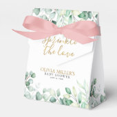 ユーカリの愛を振りかけるありがとう赤ちゃんシャワー フェイバーボックス (正面サイド)