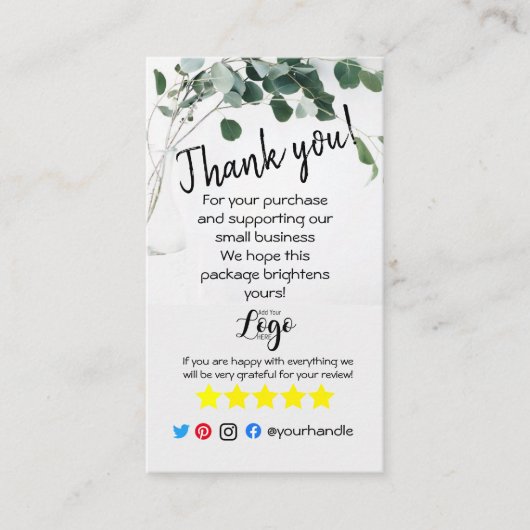 ユーカリの挿入注文感謝していのロゴを追加する 名刺 (正面)