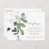 ユーカリの日付を変更する緑結婚の木 案内ポストカード (正面/裏面)