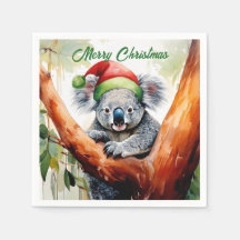 ユーカリの木に座っているメリークリスマスコアラ