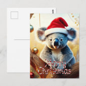ユーカリの木に座るコアラのクリスマスカード ポストカード (正面/裏面)