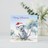 ユーカリの木に座るコアラ メリークリスマス シーズンカード (スタンド正面)