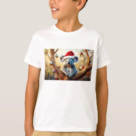ユーカリの木に座るメリークリスマスコアラ Tシャツ